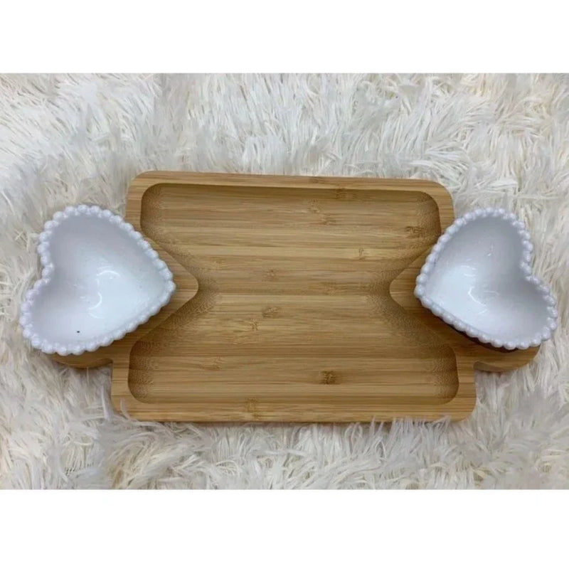 Petisqueira com Corações e Flor Coleção Doce Bambu