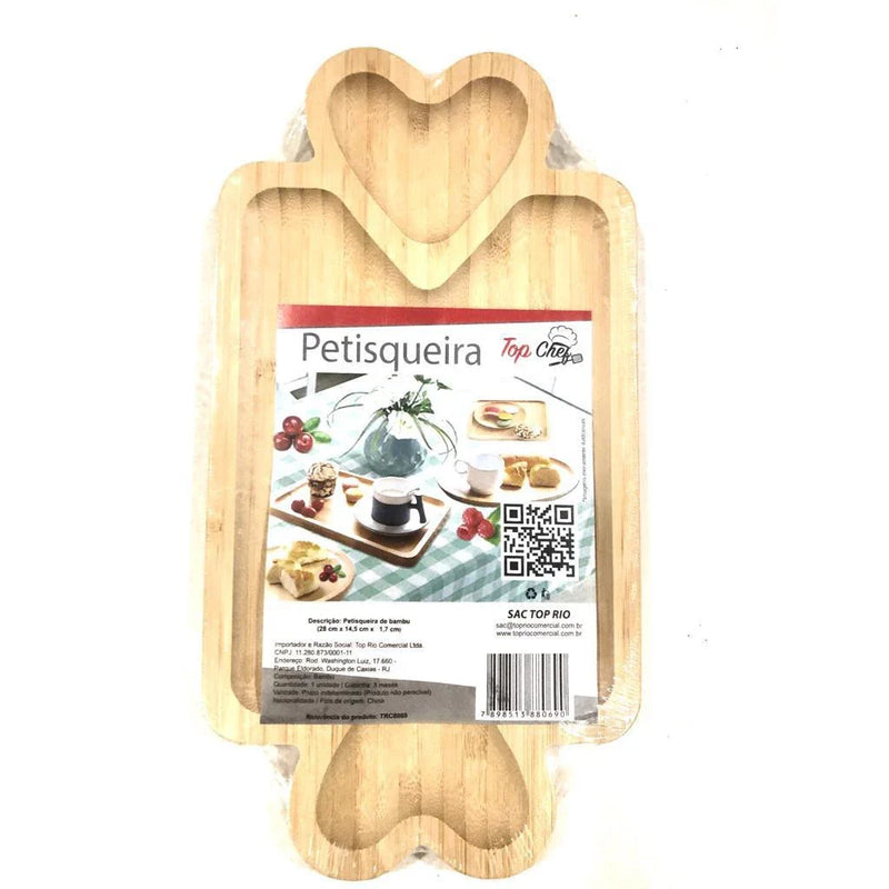 Petisqueira com Corações e Flor Coleção Doce Bambu