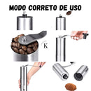 Cafeteira Prensa Francesa e Moedor Manual de Café em Inox - KIT COMPLETO