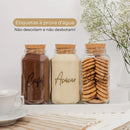 Combo Cofee Lovers - 3 Potes de Vidro com Tampa de Rolha + Adesivos