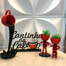 Cantinho do Café - Xícara Flutuante e Bobs com Plantinhas - KIT COMPLETO