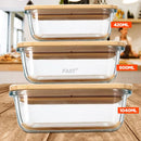 Potes de Vidro com Tampa Coleção Doce Bambu - KIT COM TRÊS POTES