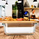 Potes de Vidro com Tampa Coleção Doce Bambu - KIT COM TRÊS POTES