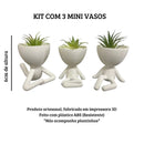 Trio Verde Lux para Suculentas e Cactos - KIT COM TRÊS MINI VASOS