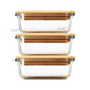 Potes de Vidro com Tampa Coleção Doce Bambu - KIT COM TRÊS POTES