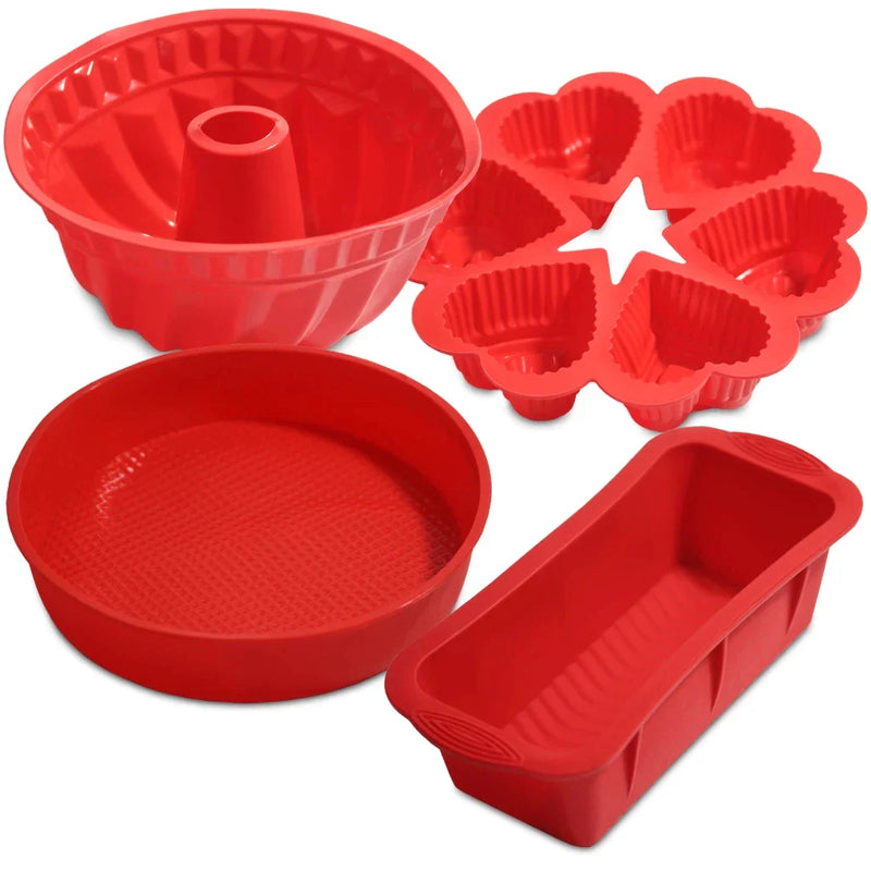 Kit 4 Formas de Silicone para Bolo, Pães e Doces