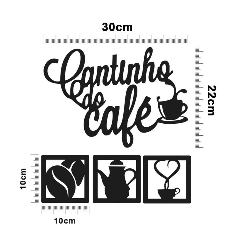 Cantinho do Café Bandeja Grande + Placa Decorativa - KIT COMPLETO