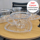 Xícaras de Acrílico com Pires de Coração - Coleção Café & Charme - KIT COM 6 PEÇAS