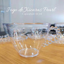 Xícaras de Acrílico com Pires de Coração - Coleção Café & Charme - KIT COM 6 PEÇAS