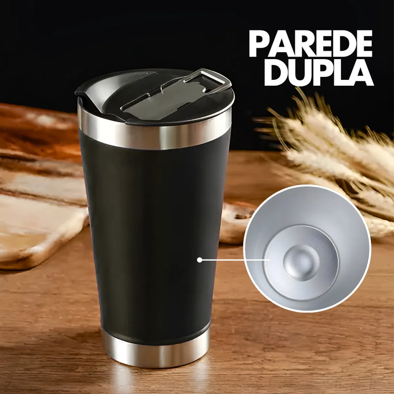 Copo Térmico Inox cerveja e café 473ml - ROSA ESCURO