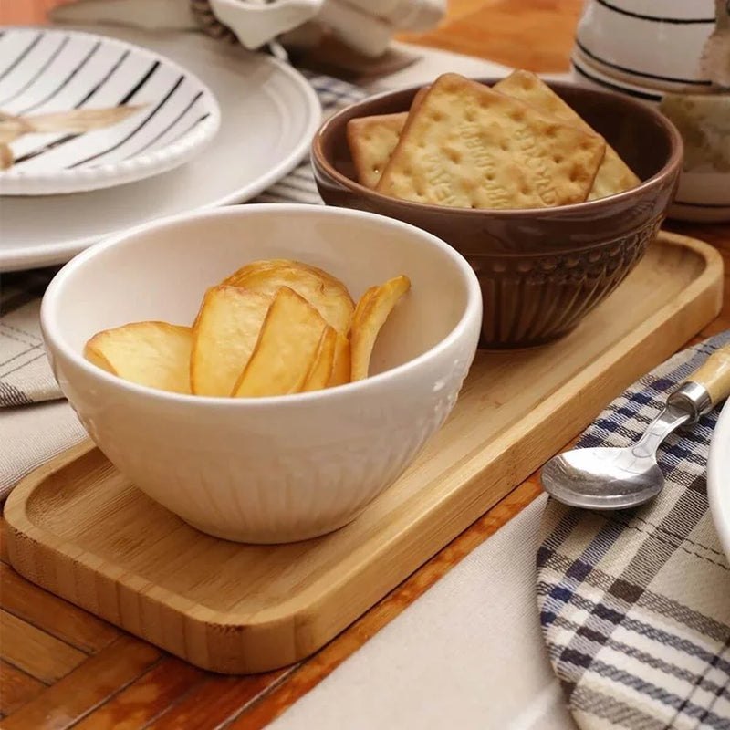 Trio de Bandejas Retangulares Coleção Doce Bambu - KIT COM TRÊS BANDEJAS